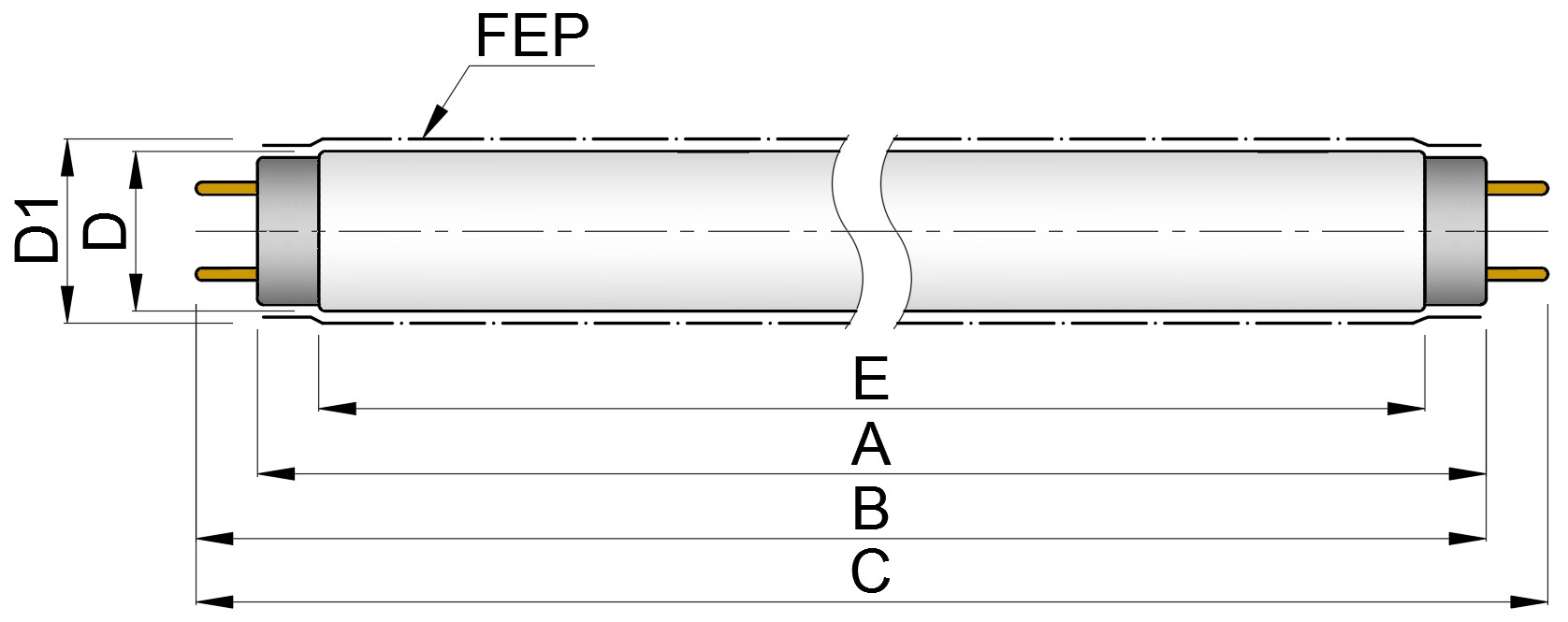 Бактерицидная лампа ZERCALE GL55WT8UVCUGFEP в защитной оболочке 